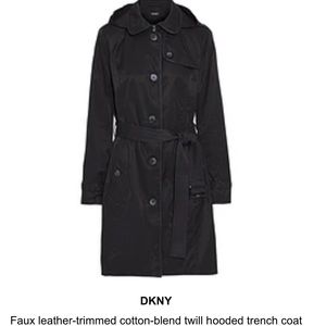 DKNY twill hooded trench coat